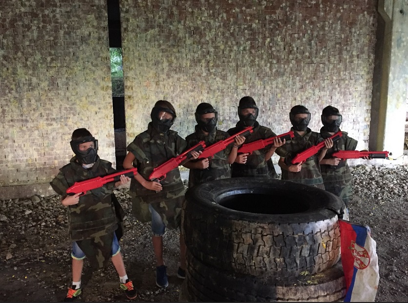 kids on paintball birthday party