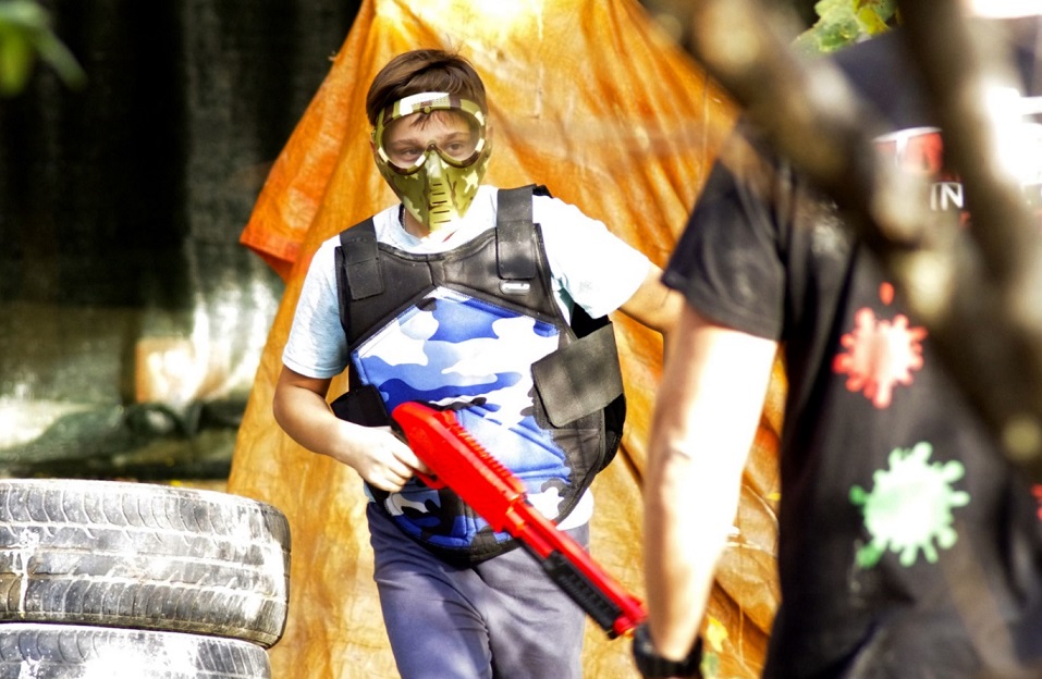 kids on paintball birthday party